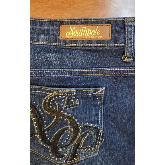 Women SouthPole Blue Jeans Denim Pants Size 15 Embellished Back Pocket - Picture 5 of 16